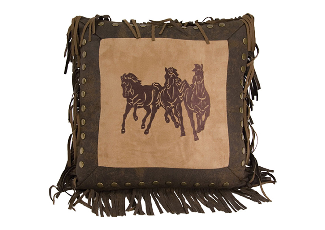 Ocala II Embroidered Running Horse Pillow,Hi End Accents