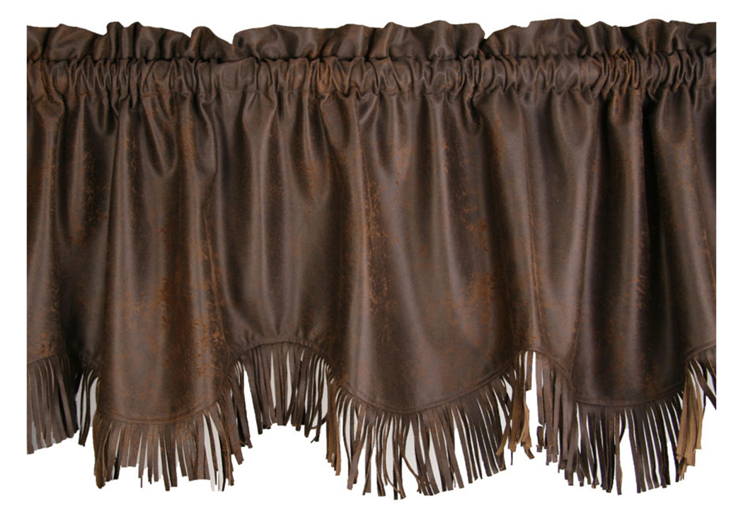 Barbwire Rich Chocolate Valance w/Fringe,Hi End Accents