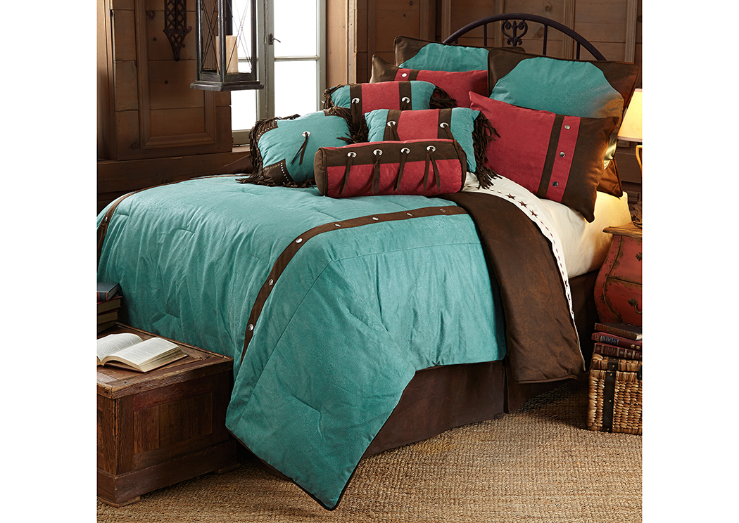 Cheyenne Turquoise 7 Pc King Comforter Set,Hi End Accents