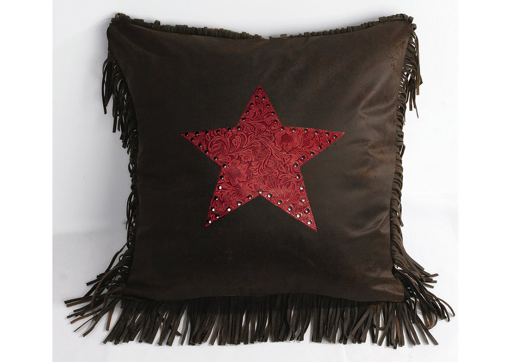 Cheyenne Red Tooled Leather w/Star,Hi End Accents