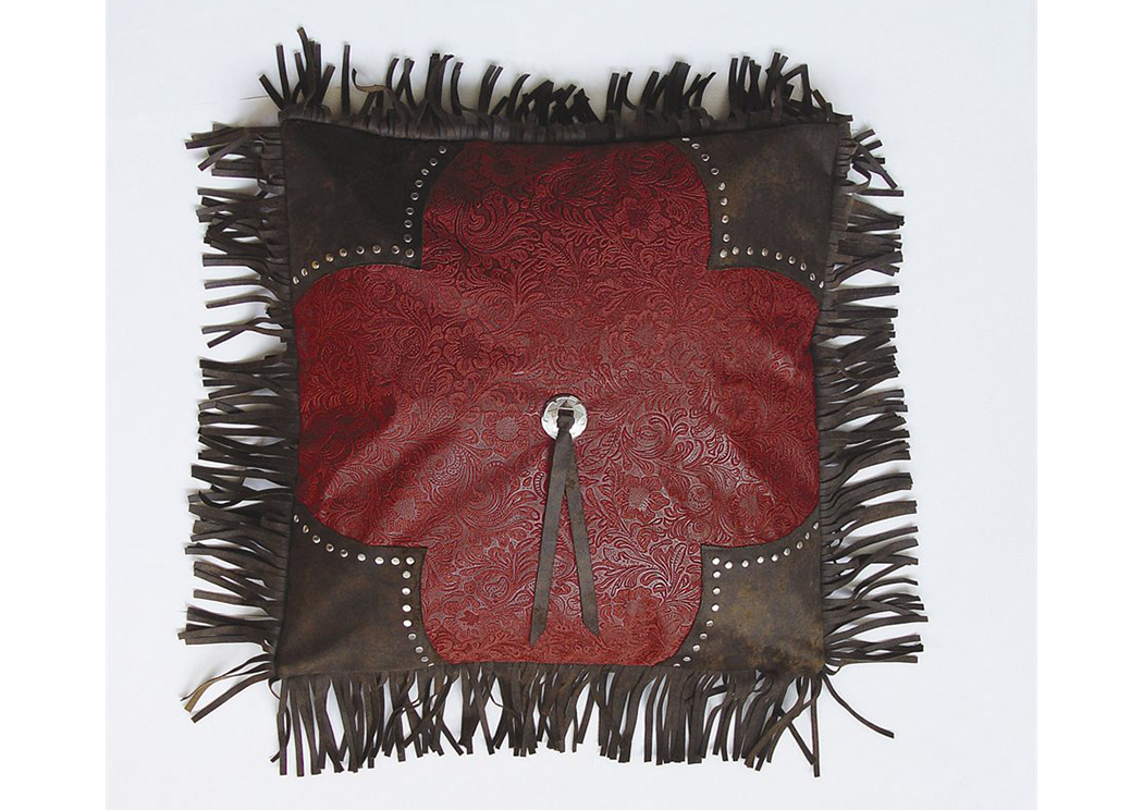 Cheyenne Red Scalloped Tooled Square Pillow,Hi End Accents