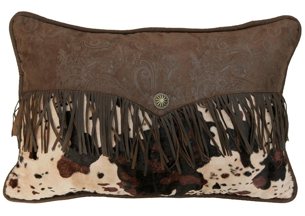 Caldwell Cowhide Accent Pillow w/Fringes,Hi End Accents