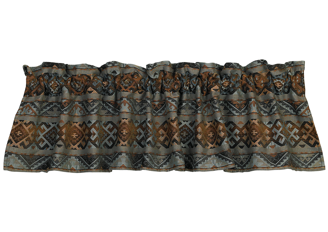 Del Rio Blue & Brown Geometric Pattern Valance,Hi End Accents
