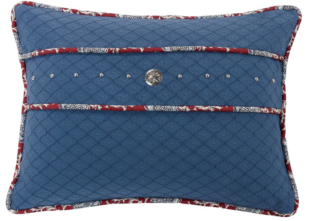 Bandera Blue Pillow w/Concho & Stud Trim,Hi End Accents