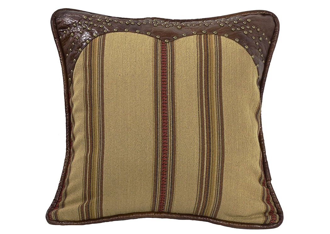 Ruidoso Square Striped Pillows w/Leather Trim & Studs,Hi End Accents