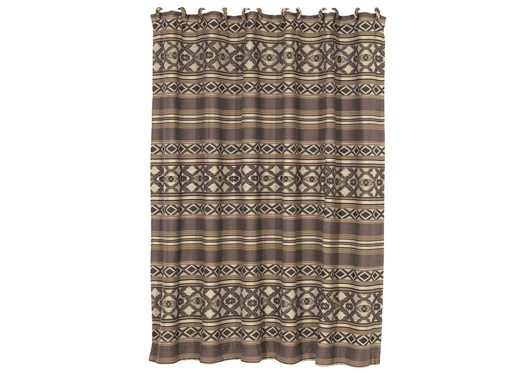 Tucson Navajo Geometric Pattern Shower Curtain w/Fabric Rings,Hi End Accents
