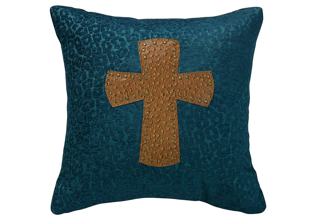 Alamosa Leopard Chenille Pillow w/Cross,Hi End Accents