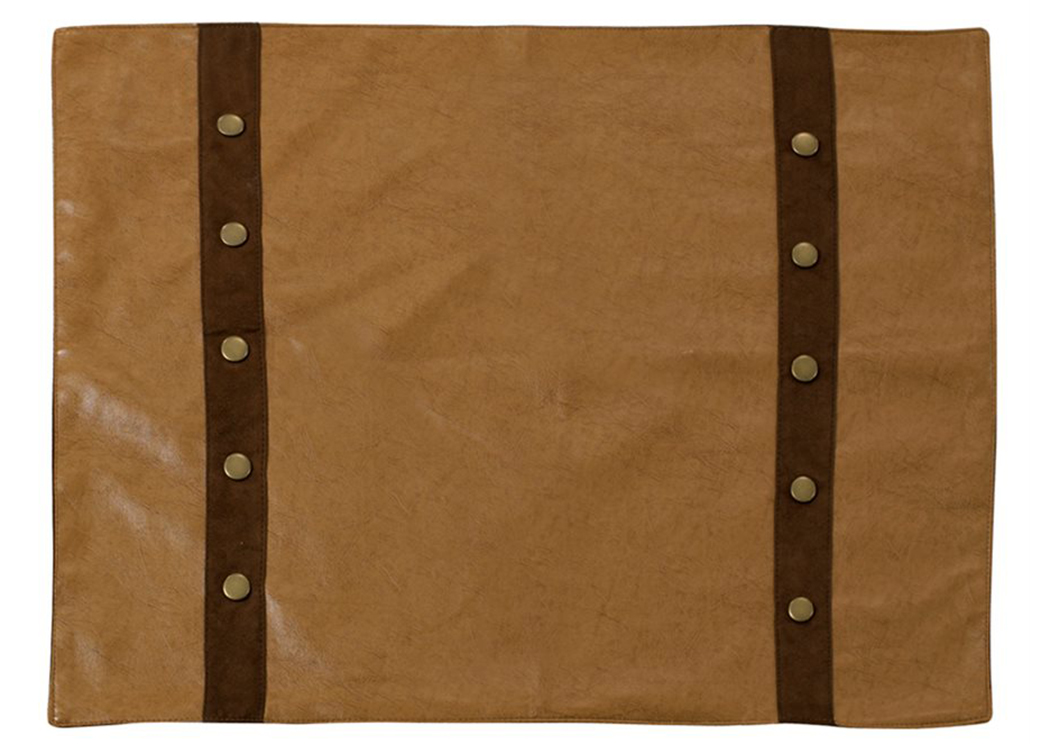 Las Cruses Tan Faux Leather Placemats w/Copper Faux Suede & Studs,Hi End Accents