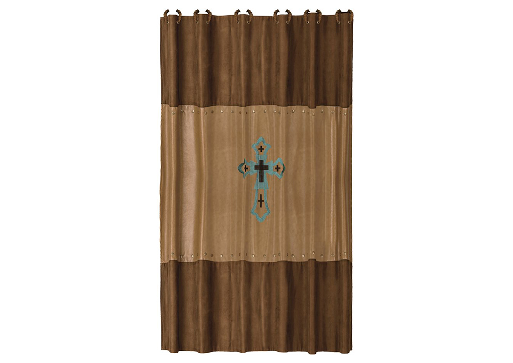 Las Cruses ll Embroidered Shower Curtain, 72" x 72",Hi End Accents
