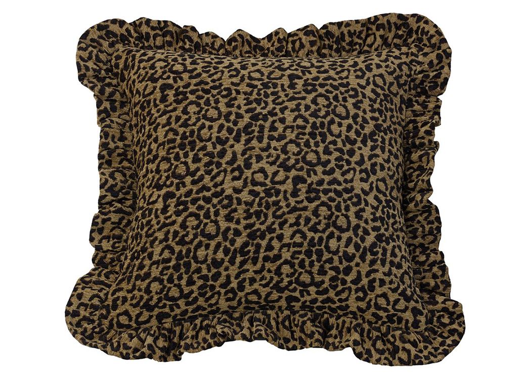 San Angelo Leopard Print Chenille Pillow w/Ruffled Trim,Hi End Accents