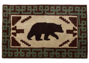 Brown/Green Border Bear Rug