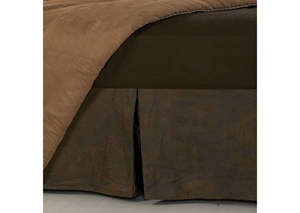 Brown Faux Leather Full Bed Skirt