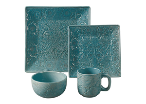 Image for Savannah Turquoise 16 Pc Dinnerware Set