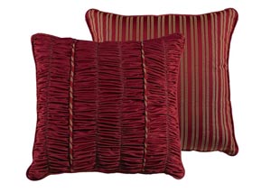 Image for Lorenza Crimson Reversible Shirred Velvet Euro Sham