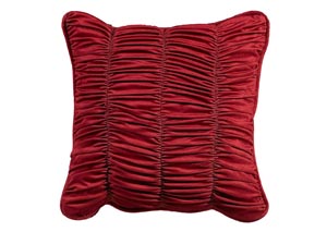 Image for Lorenza Crimson Shirred Velvet Pillow