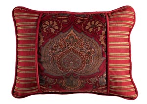 Image for Lorenza Crimson & Gold Printed Medallion Framed Oblong Pillow