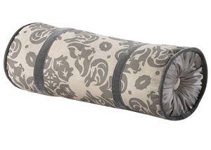 Image for Kerrington Sterling Grey Pattern Damask Linen Neckroll