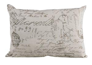 Image for Fairfield Printed French Script Linen Pillow