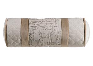 Image for Fairfield Herringbone & Velvet Linen Neckroll Pillow