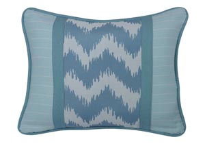 Image for Catalina Aqua Chevron & Stripes Oblong Pillow
