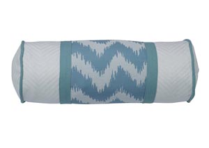 Image for Catalina Aqua & White Chevron & Matelassé Neckroll Pillow