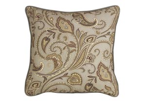 Image for Piedmont Sage & Tan Paisley Print Euro Sham