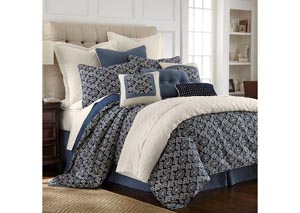 Image for Monterrey Indigo blue Patterned 4 Piece Super Queen Duvet Set