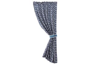 Image for Monterrey Indigo Blue & White Alhambra Print Curtain