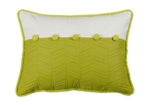 Image for Capri Lime Green Chevron & White Linen Quilted Oblong Pillow
