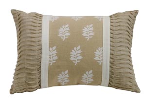 Image for Newport Tan & White Oblong Pillow w/Rouching Ends