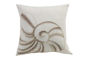 Image for Newport White Seashell Embroidered Pillow