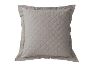 Image for Kerrington Grey Diamond Pattern Quilted Linen Euro Sham