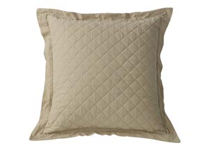 Image for Khaki Diamond Pattern Linen Euro Sham