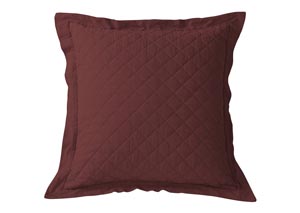 Image for Red Diamond Pattern Linen Quilted Euro Sham