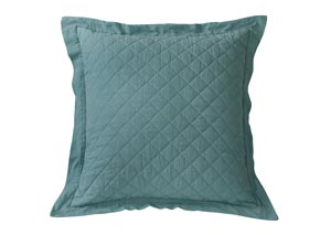 Image for Turquoise Diamond Pattern Linen Quilted Euro Sham