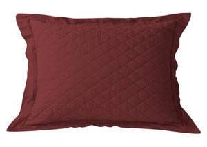Image for Red Diamond Pattern Linen Quilted Standard Sham