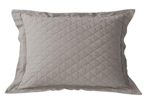 Image for Gray Diamond Pattern Linen Quilted Standard Sham