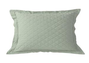 Image for Seafoam Diamond Pattern Linen Quilted Standard Sham