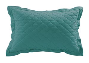 Image for Turquoise Diamond Pattern Linen Quilted Standard Sham
