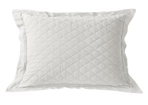 Image for Vintage White Diamond Pattern Linen Quilted Standard Sham