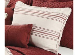 Image for Prescott Red Striped Queen Pillow Sham