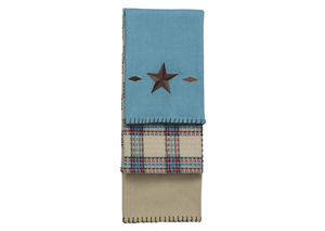 Image for Turquoise 3 Pc Star Kitchen Towel Set