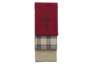 Image for Red 3 Pc Cross Kitchen Towel Set