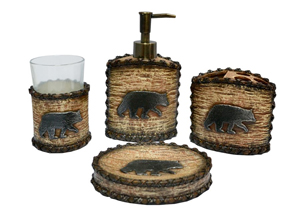 Image for 4 Pc Rustic Bear Bath Set