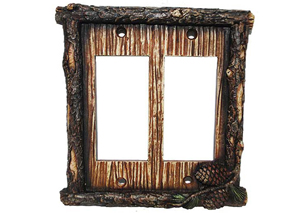 Image for Pinecone Double Rocker Switchplate