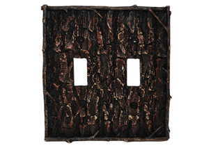 Image for Pine Bark Double Switch Switchplate