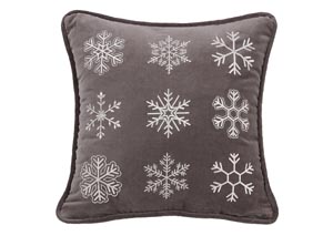Image for Whistler Gray Square Embroidered Snowflake Pillow