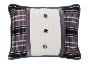 Image for Whistler Plaid Oblong Pillow w/Covered Buttons
