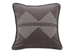 Image for Whistler Gray Embroidered Diamond Pillow