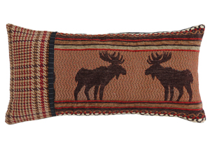 Image for Bayfield Small Oblong Houndstooth & Moose Pillow